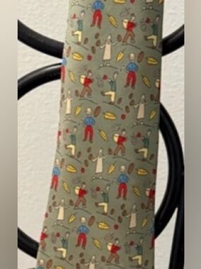 Authentic Hermes Harvest Pattern Green 100% Silk Tie made in France